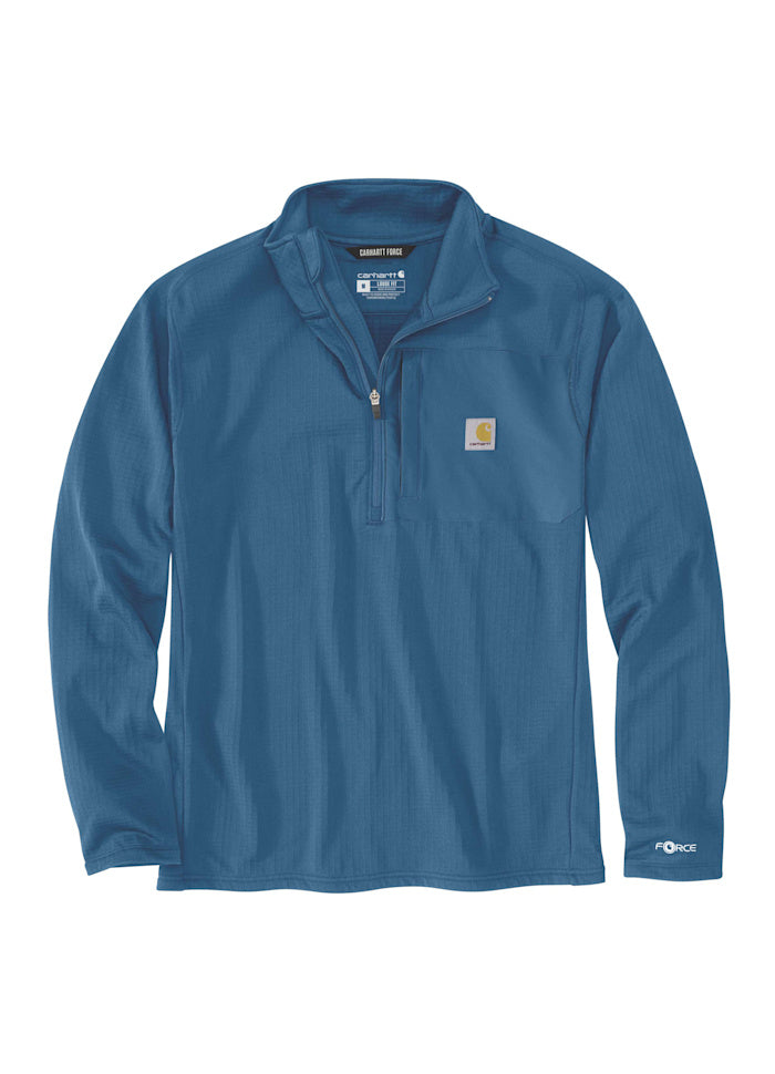 Carhartt T-shirt med halv lynlås og mock neck, Dark Horizon Blue  - 106423