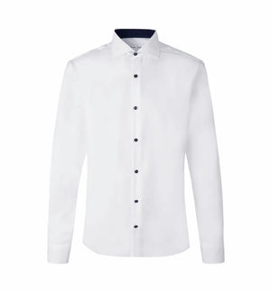 Fine Twill Contrast Business Skjorte, Hvid, Seven Seas S370