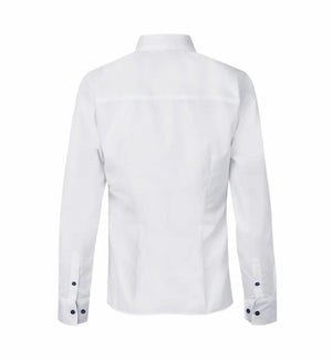 Fine Twill Contrast Business Skjorte, Hvid, Seven Seas S372