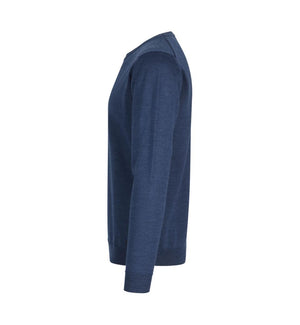 Klassisk Merino Pullover – Blød & Tidløs Strik i Uldmix - Blå Melange - S650