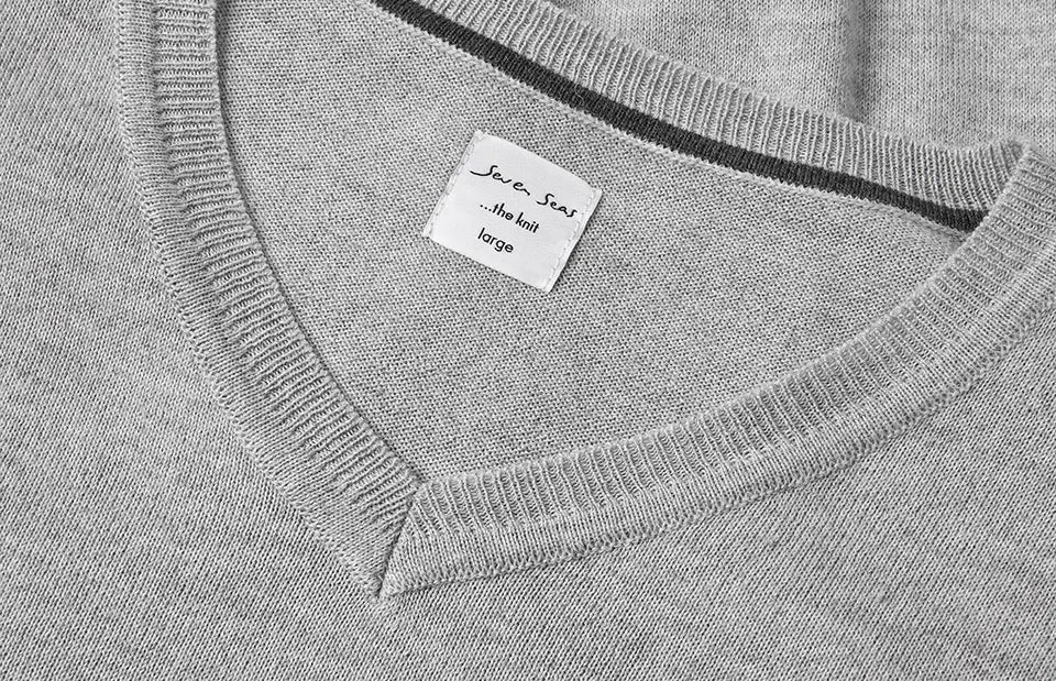 The knit v-neck, Lysegrå, Seven Seas S670