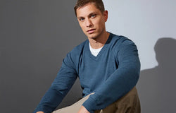 The knit v-neck, Blå, Seven Seas S670