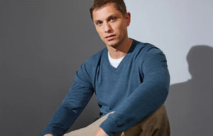 The knit v-neck, Blå, Seven Seas S670