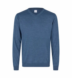 The knit v-neck, Blå, Seven Seas