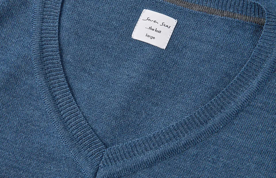 The knit v-neck, Blå, Seven Seas S670