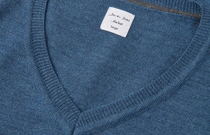 The knit v-neck, Blå, Seven Seas S670