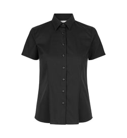 Fine Twill kortærmet Modern fit dameskjorte, Sort - Dame - Seven Seas S721