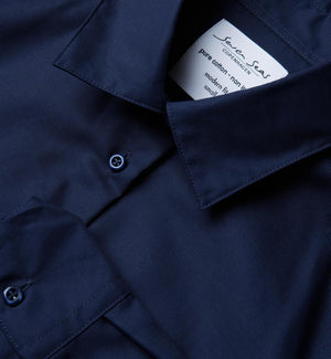 Moderne fit Fine Twill dameskjorte - Navy - Seven Seas SS720