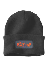 Carhartt strikhue med opsmøg og script-logo, Sort - 107007