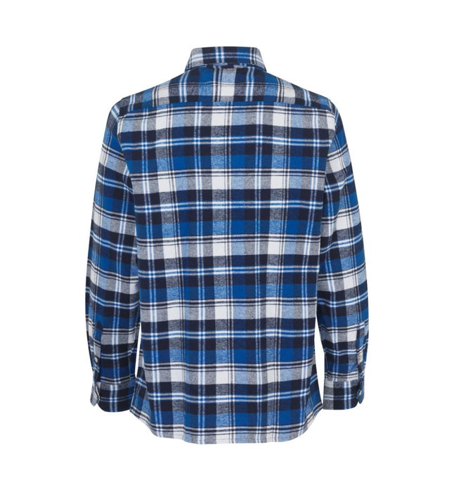 Skovmandskjorte i blå med trykknap - Herre - ID0204 - Modekompagniet.dk