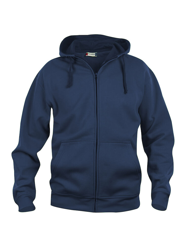Basic sweat hættetrøje med lynlås, Navy Blå - Clique 021034