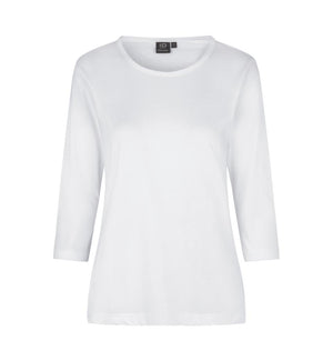 3/4 Ærmet T-shirt - Dame - Hvid - ID313 - Modekompagniet.dk