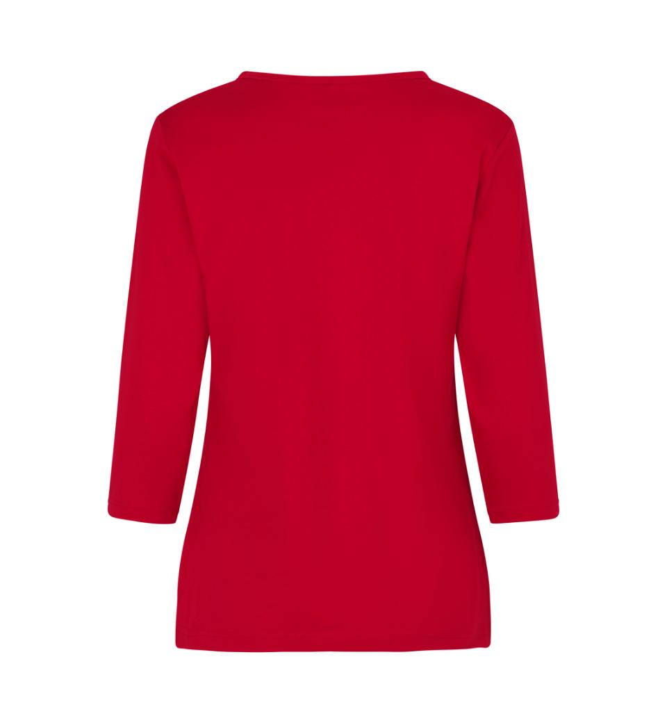 3/4 Ærmet T-shirt - Dame - Rød - ID313 - Modekompagniet.dk