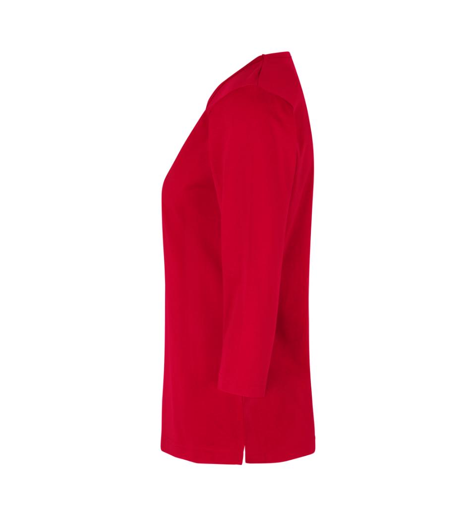 3/4 Ærmet T-shirt - Dame - Rød - ID313 - Modekompagniet.dk