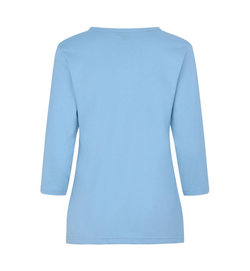 3/4 Ærmet T-shirt - Dame - Blå - ID313 - Modekompagniet.dk