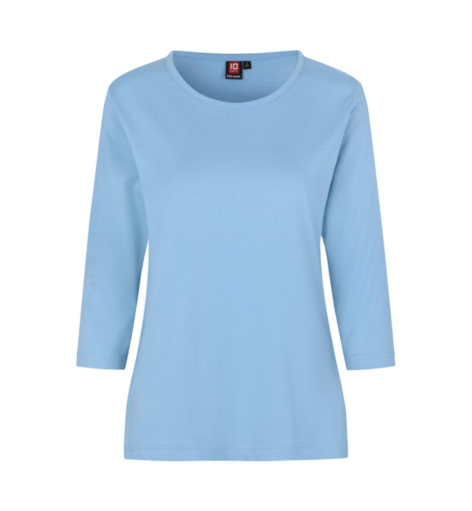 3/4 Ærmet T-shirt - Dame - Blå - ID313 - Modekompagniet.dk