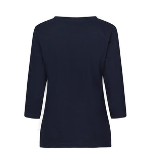 3/4 Ærmet T-shirt - Dame - Navy - ID313 - Modekompagniet.dk