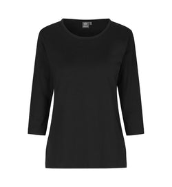 3/4 Ærmet T-shirt - Dame - Sort - ID313 - Modekompagniet.dk