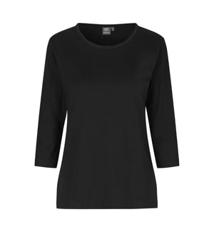 3/4 Ærmet T-shirt - Dame - Sort - ID313 - Modekompagniet.dk