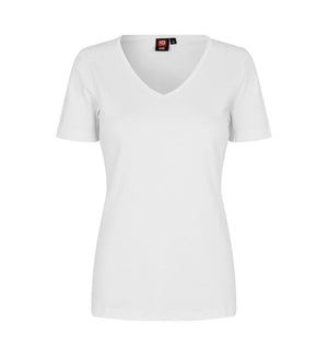 Interlock T-Shirt V-Hals Dame, Hvid - ID0506 - Modekompagniet.dk