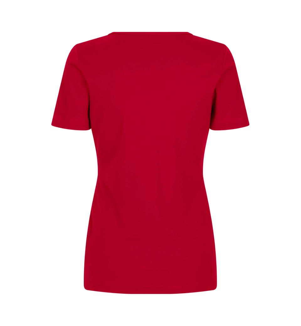 Interlock T-Shirt V-Hals Dame, Rød - ID0506 - Modekompagniet.dk