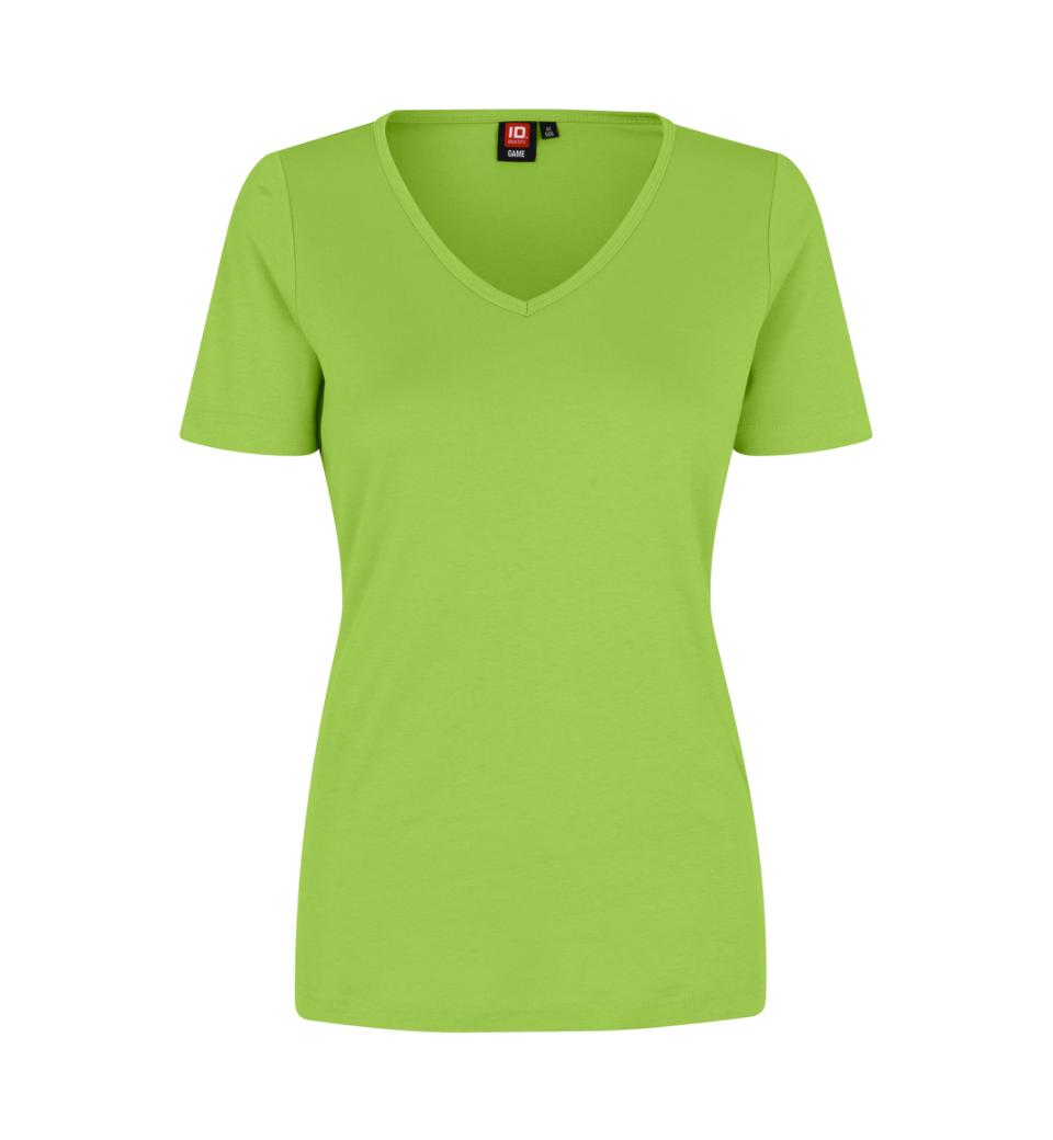 Interlock T-Shirt V-Hals Dame, Lime - ID0506 - Modekompagniet.dk