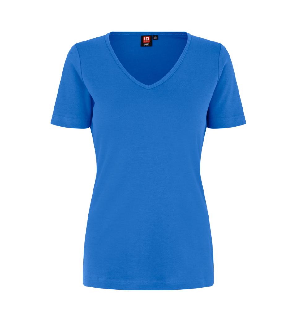 Interlock T-Shirt V-Hals Dame, Kongeblå - ID0506 - Modekompagniet.dk