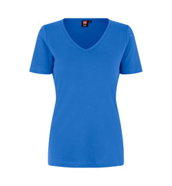 Interlock T-Shirt V-Hals Dame, Kongeblå - ID0506 - Modekompagniet.dk