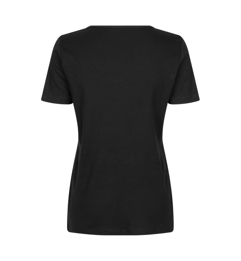 Interlock T-Shirt V-Hals Dame, Sort - ID0506 - Modekompagniet.dk