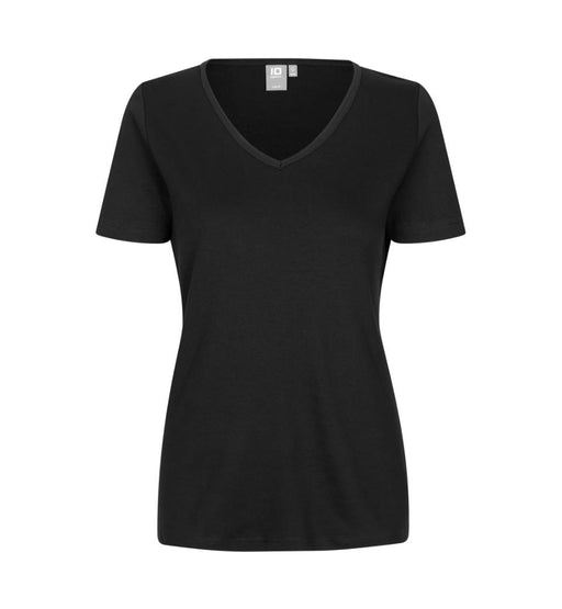 Interlock T-Shirt V-Hals Dame, Sort - ID0506 - Modekompagniet.dk