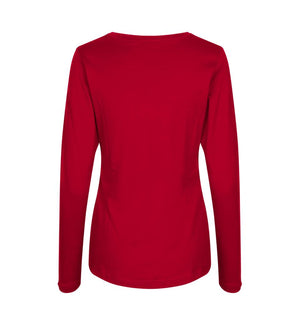 Interlock Langærmet T-Shirt Dame, Rød - ID0509 - Modekompagniet.dk