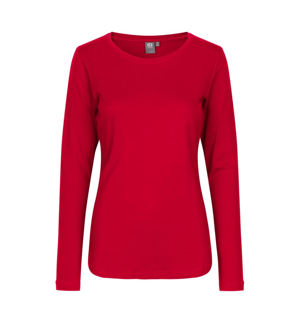 Interlock Langærmet T-Shirt Dame, Rød - ID0509 - Modekompagniet.dk