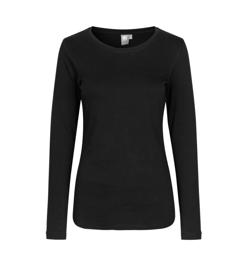 Interlock Langærmet T-Shirt Dame, Sort - ID0509 - Modekompagniet.dk