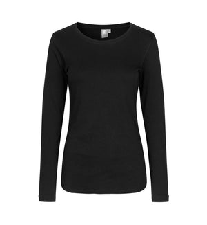 Interlock Langærmet T-Shirt Dame, Sort - ID0509 - Modekompagniet.dk