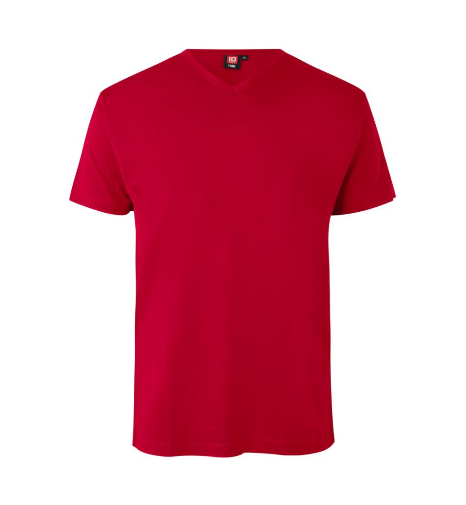 T-TIME® T-shirt med v-hals - Herre - Rød - ID 0514 - Modekompagniet.dk