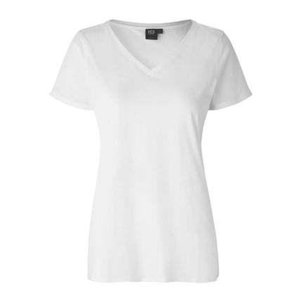 V-neck T-shirt - Dame - Hvid - ID0543 - Modekompagniet.dk