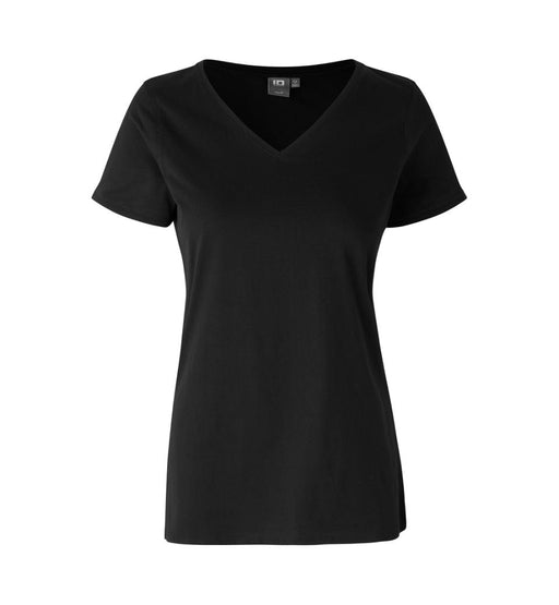 V-neck T-shirt - Dame - Sort - ID 0543 - Modekompagniet.dk