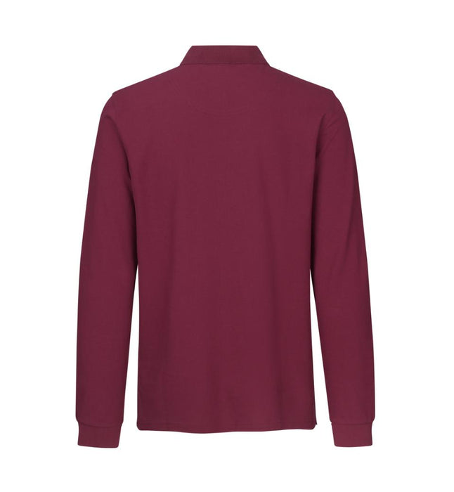 Basic Langærmet Poloshirt - Bordeaux -  ID0544 - Modekompagniet.dk
