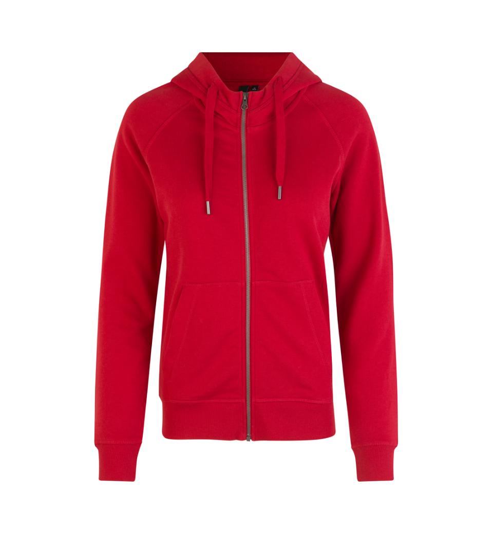 CORE Hoodie med lynlås - Dame - Rød - ID 0639 - Modekompagniet.dk