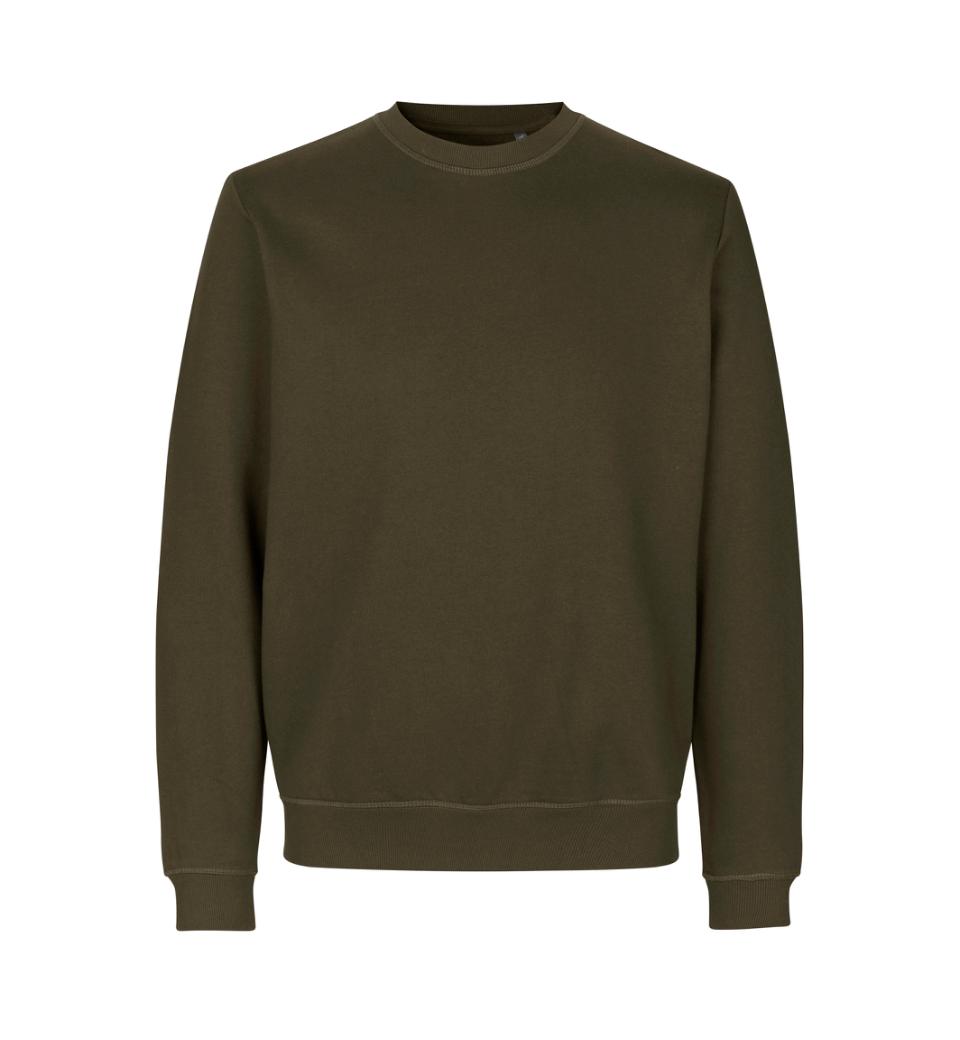 Økologisk O-hals sweatshirt - Herre - Oliven - ID 0682 - Modekompagniet.dk