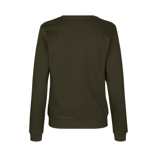 Økologisk O-hals sweatshirt - Dame - Oliven - ID 0683 - Modekompagniet.dk