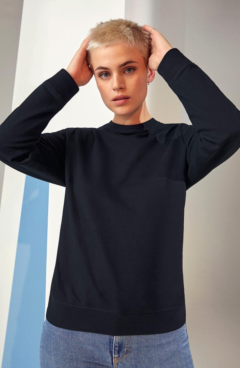 Økologisk O-hals sweatshirt - Dame - Hvid - ID 0683 - Modekompagniet.dk