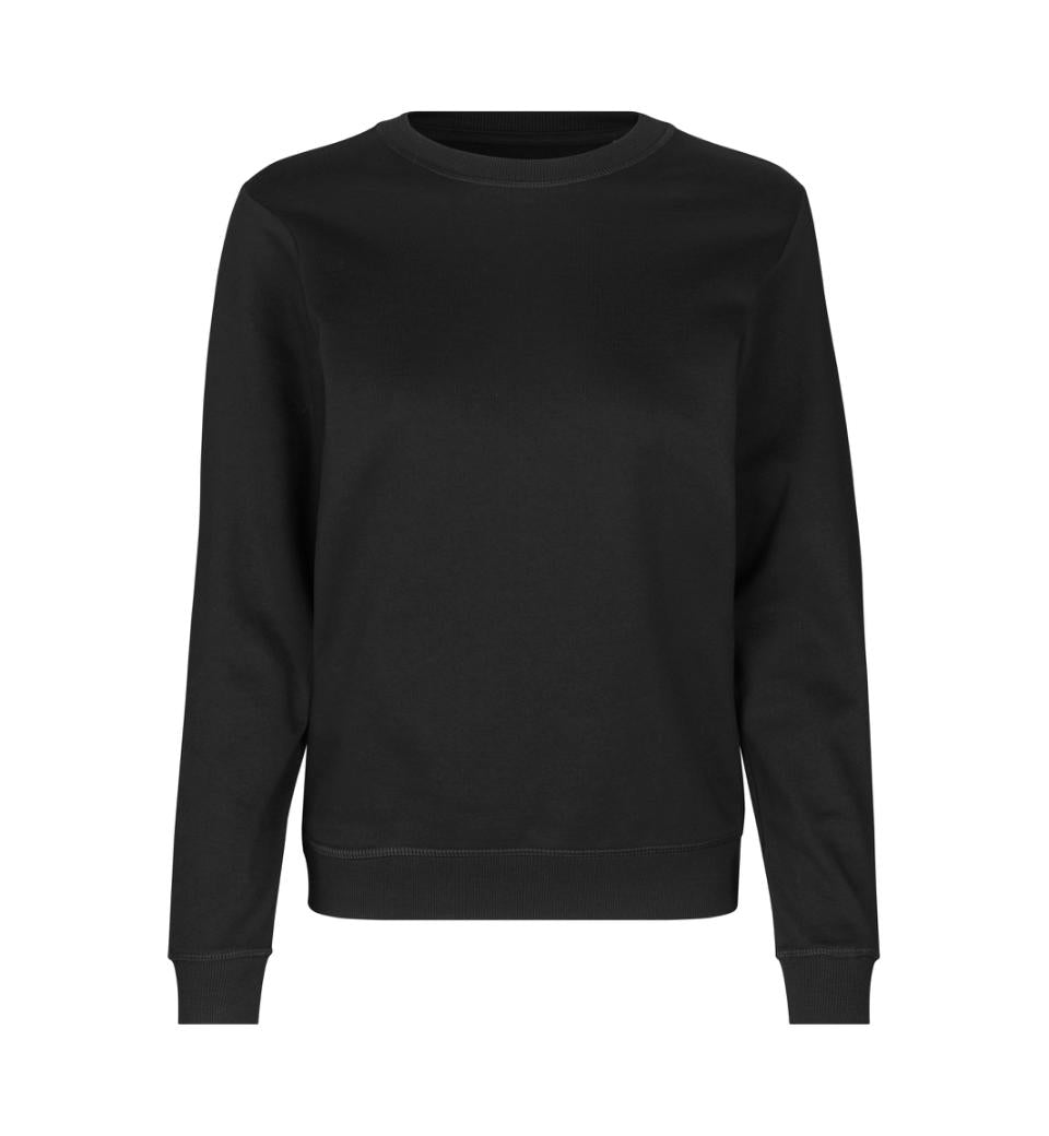 Økologisk O-hals sweatshirt - Dame - Sort - ID 0683 - Modekompagniet.dk