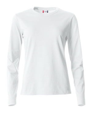 Basic Dame T-shirt med langeærmer - Hvid - Clique 029034 - Modekompagniet.dk