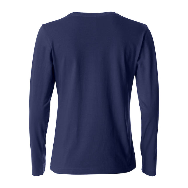 Basic Dame T-shirt med langeærmer - Navy Blå - Clique 029034 - Modekompagniet.dk