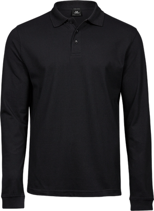Luxury stretch langærmet polo - Herre - Sort - Style 1406 Teejays - Modekompagniet.dk