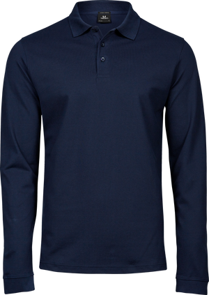 Luxury stretch langærmet polo - Herre - Navy - Style 1406 Teejays - Modekompagniet.dk
