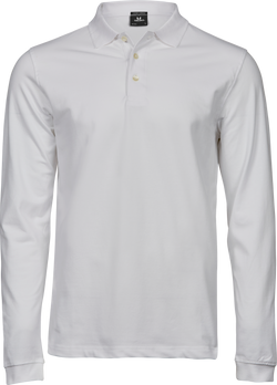 Luxury stretch langærmet polo - Herre - Hvid - Style 1406 Teejays - Modekompagniet.dk