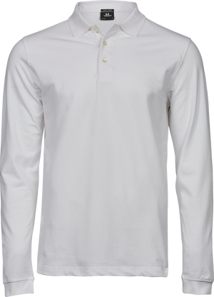 Luxury stretch langærmet polo - Herre - Hvid - Style 1406 Teejays - Modekompagniet.dk