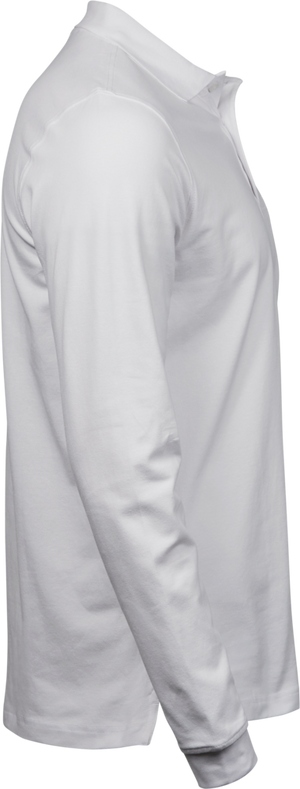 Luxury stretch langærmet polo - Herre - Hvid - Style 1406 Teejays - Modekompagniet.dk